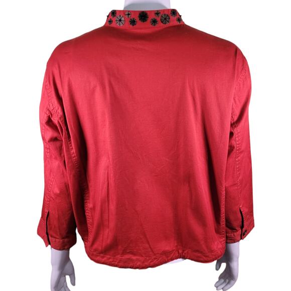 Ruby Rd Red Mandarin Collar Jacket Sz 16 Statement Blazer Modern Contemporary - Picture 6 of 10